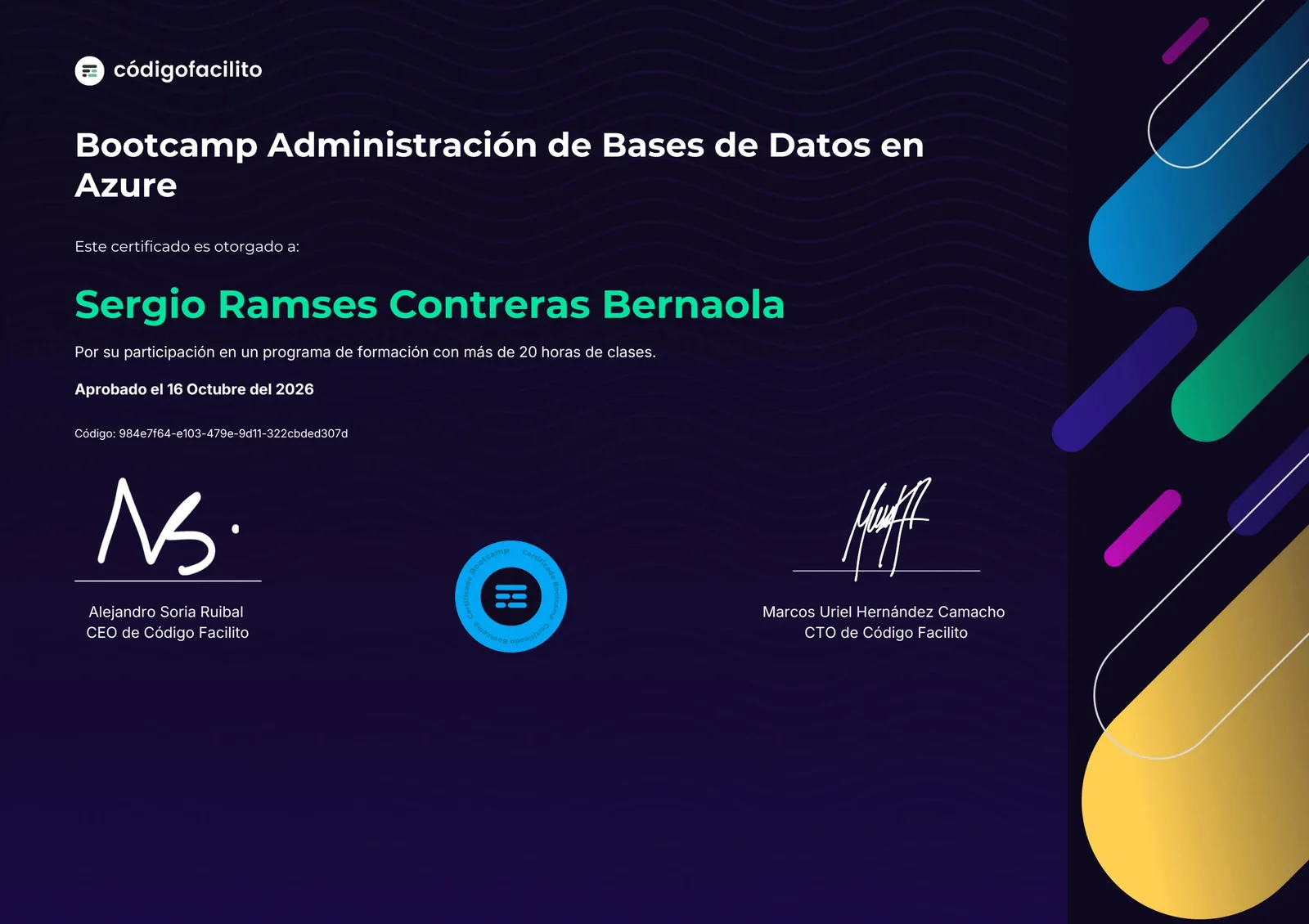 Certificado - Bootcamp Administración de Bases de Datos en Azure