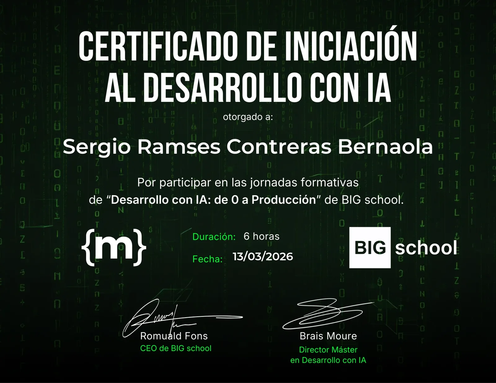 Certificado Profesional - Big School