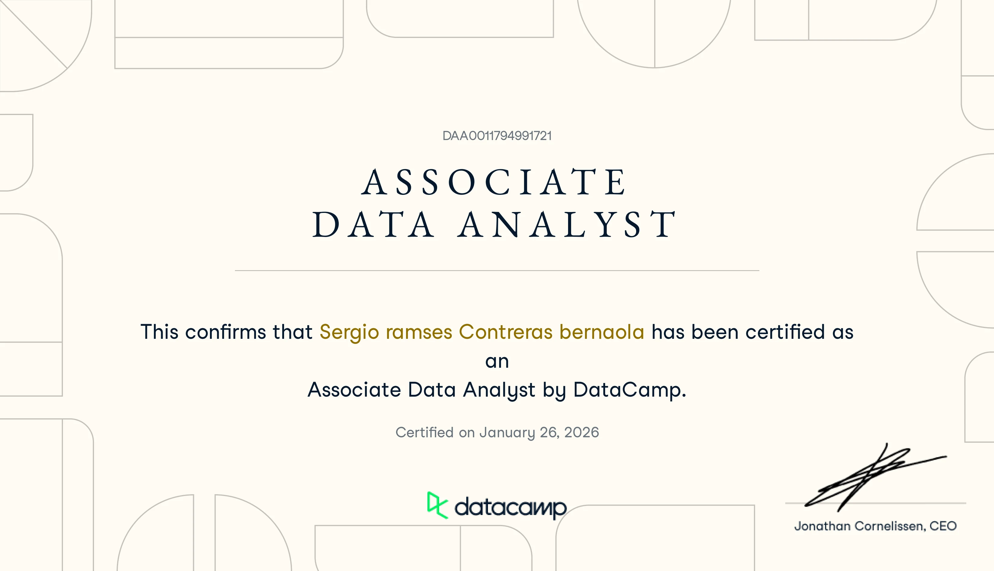 Certificado Data Analyst Associate - DataCamp