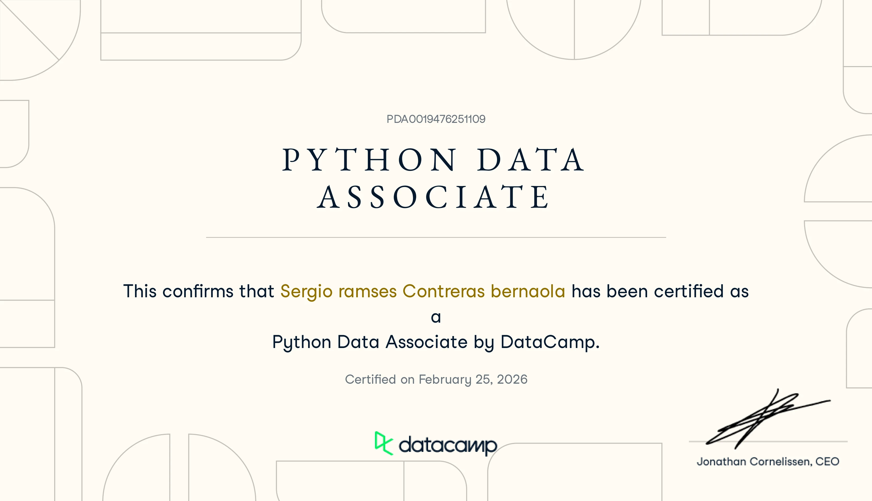 Certificado Python Data Associate - DataCamp