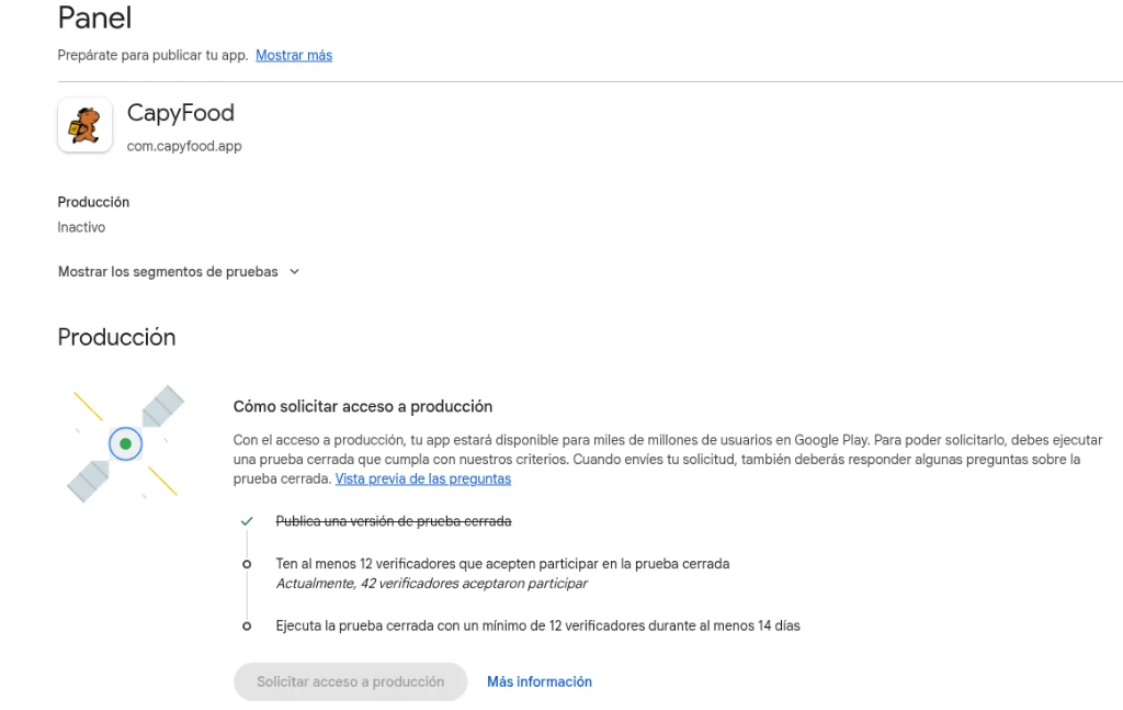 CapyFood - Google Play Console Track de Pruebas
