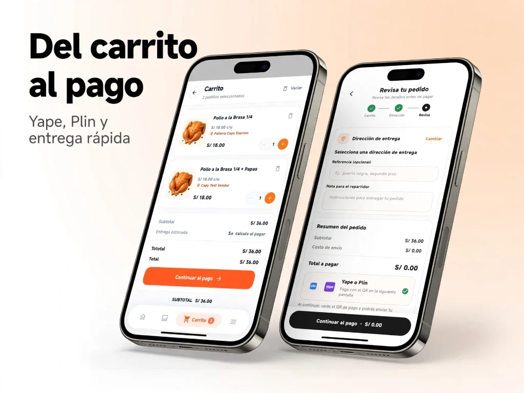 CapyFood - Del carrito al pago con Yape y Plin