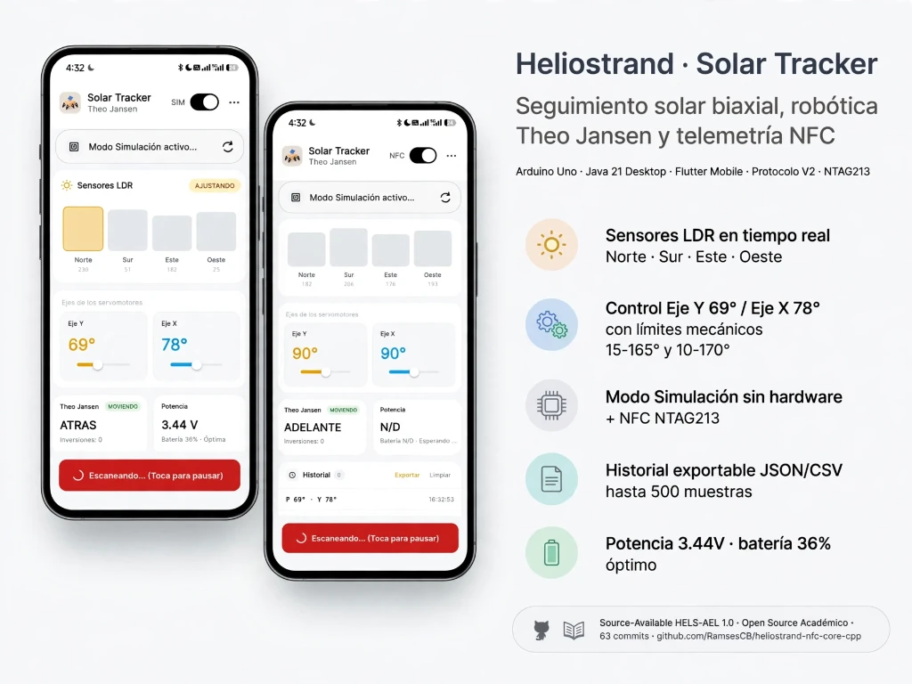 Heliostrand - Dashboard Móvil y Telemetría NFC en Tiempo Real